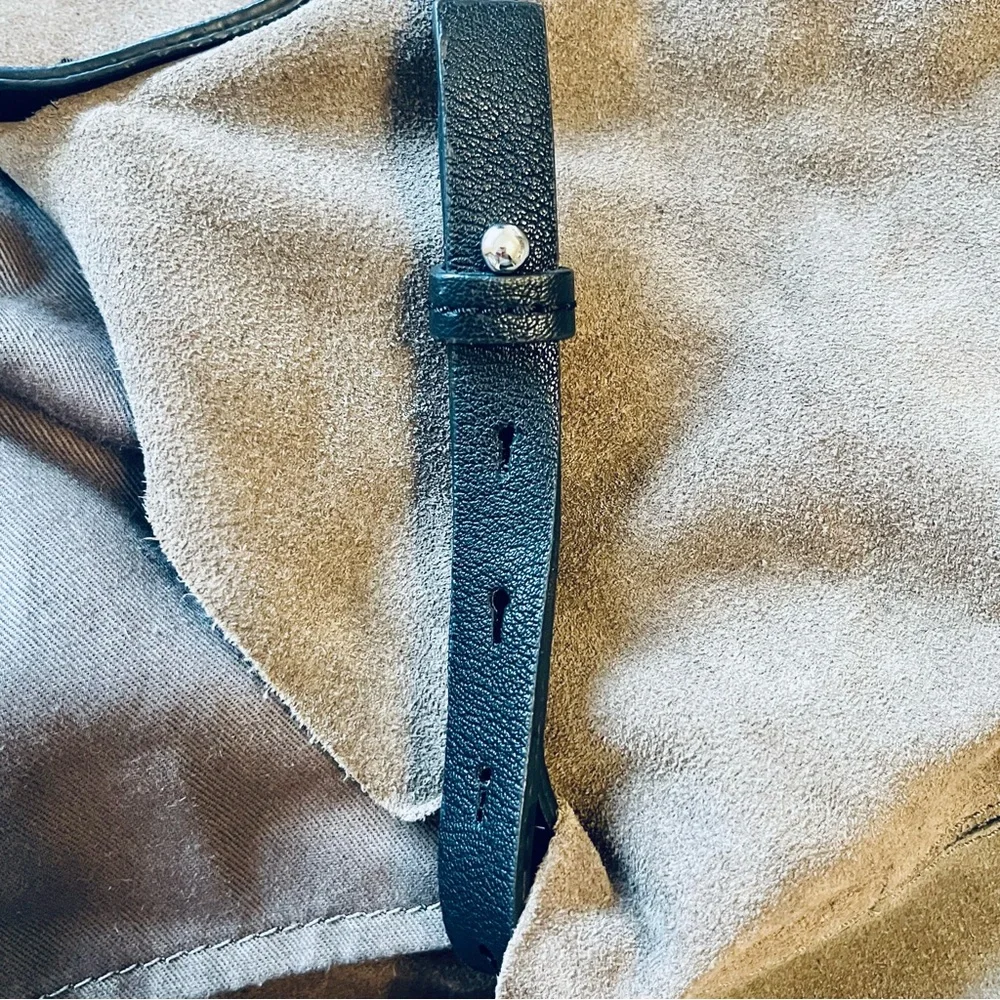 MANGO Suede Bucket Bag Crossbody Slouchy Shoulder Bag Purse Taupe Leather - Picture 4 of 11